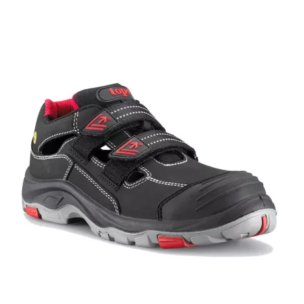 Védőszandál s1p esd src pu/gumi talppal top brooklyn sandal, fekete/piros