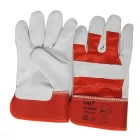 Marhabőr kesztyű pamut kézhát top cowboy, fehér/piros