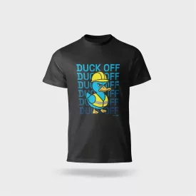 Póló kereknyakú duck off felirattal, 100% pamut 190g/m2, fekete