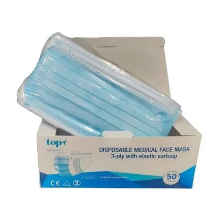 Maszk higiénikus 3 rétegű alumínium orrmerevítővel top eü, kék