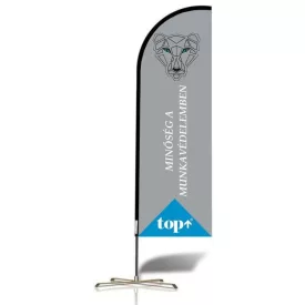 Zászló logós félköríves top, szürke/kék