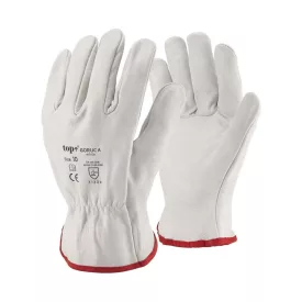 Védőkesztyű a minőség kecskebőr gumírozott mandzsetta top goruc-a, fehér/prios