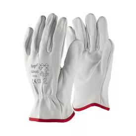 Védőkesztyű kecskebőr gumírozott mandzsetta top goruc, fehér/prios