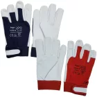 Védőkesztyű kecskebőr pamut kézhát gumírozott top gove, piros/fehér