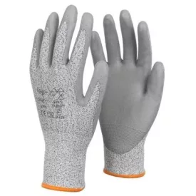 Védőkesztyű pu mártott kevertszálas vágásbiztos top grey, szürke