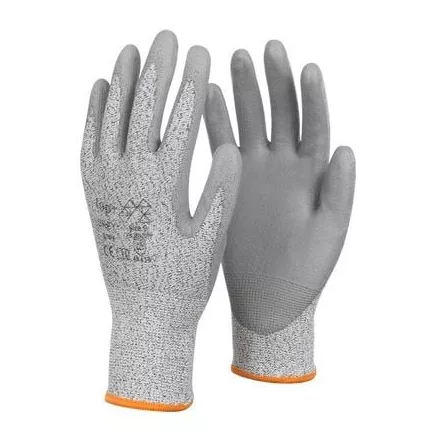 Védőkesztyű pu mártott kevertszálas vágásbiztos top grey, szürke