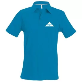 Póló (top logóval hímzett) galléros top, trópusi kék