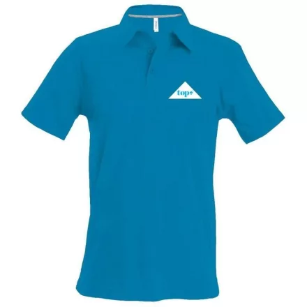 Póló (top logóval hímzett) galléros top, trópusi kék