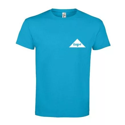 Póló (top logóval feliratozott, hímzett) kereknyakú top, vízkék