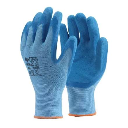 Védőkesztyű latex mártott poliészter csúszásmentes top jack, kék