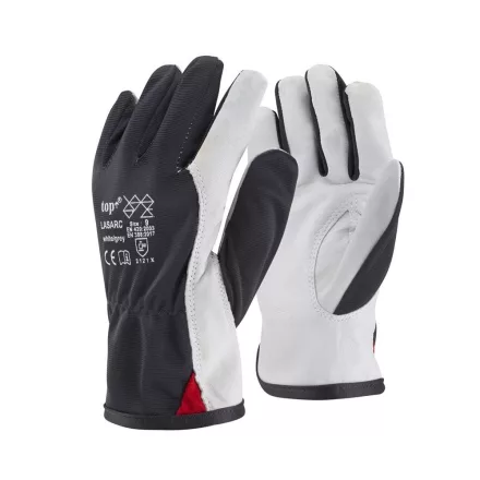 Védőkesztyű báránybőr szatén kézhát top lasarc, fekete/fehér