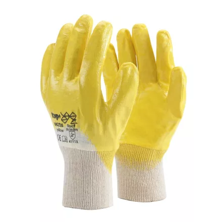 Védőkesztyű nitril mártott pamut 3/4-ig top n-34y, sárga/fehér