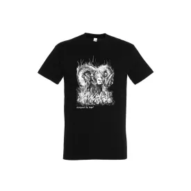 Póló (kos mintával) kereknyakú (100%pamut 190gr/m2) top, fekete