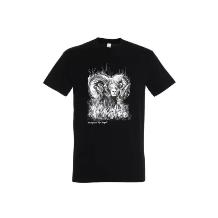 Póló (kos mintával) kereknyakú (100%pamut 190gr/m2) top, fekete