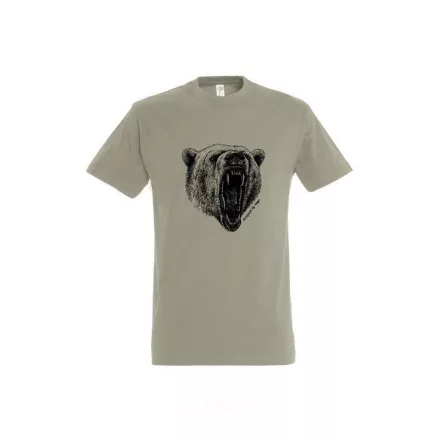 Póló (medve mintával) kereknyakú (100%pamut 190gr/m2) top, khaki