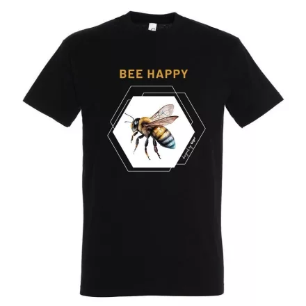 Póló (méhecske mintával) kereknyakú top, deep black