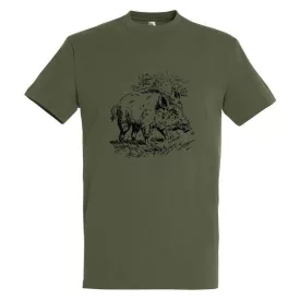 Póló (vaddisznó mintával) kereknyakú (100%pamut 190 g/m2) top, katonai szín