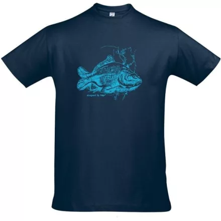 Póló (ponty mintával) kereknyakú (100%pamut 190gr/m2) top, sötétkék