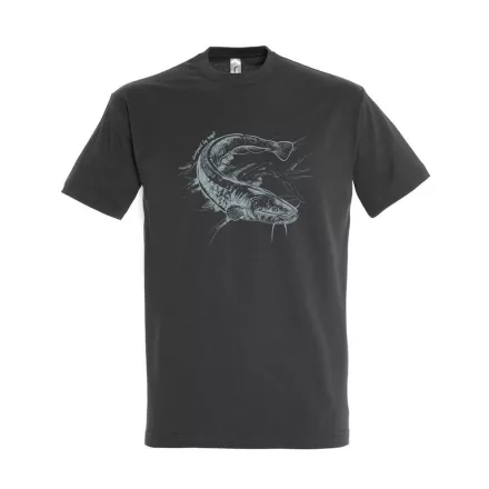 Póló (harcsa mintával) kereknyakú (100%pamut 190gr/m2) top, szürke