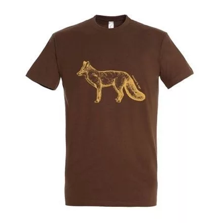 Póló (róka mintával) kereknyakú (100%pamut 190gr/m2) top, barna