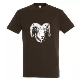 Póló (muflon mintával) kereknyakú (100%pamut 190gr/m2) top, csokoládé