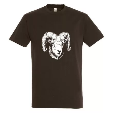 Póló (muflon mintával) kereknyakú (100%pamut 190gr/m2) top, csokoládé