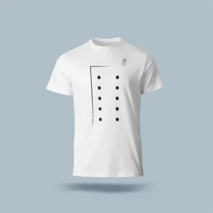 Póló (séfkabát mintával) kereknyakú (100%pamut 190gr/m2) top, fehér
