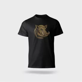 Póló (vaddisznó mintával) kereknyakú top, deep black