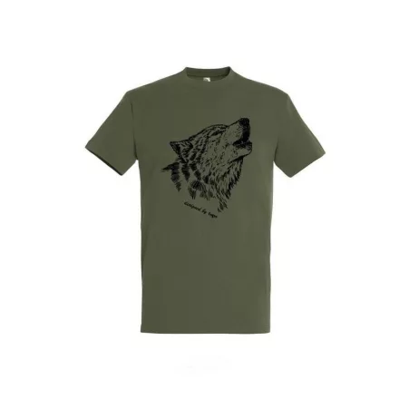 Póló (farkas mintával) kereknyakú (100%pamut 190gr/m2) top, katonai szín