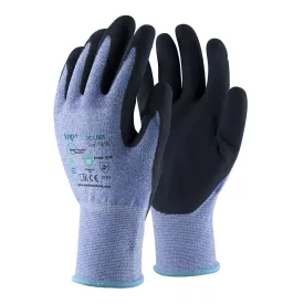 Védőkesztyű top rcl001 pe+spandex, habosított érdesített latex mártás, kék/fekete