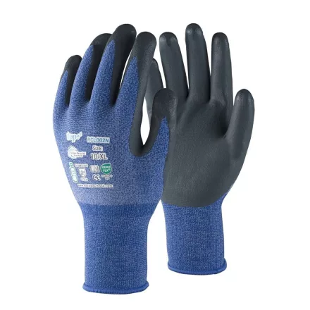 Védőkesztyű top rcl002n habosított latex mártás kék/fehér