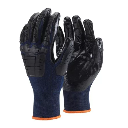 Védőkesztyű csúszásmentes top shield- nitril/tpe, fekete/kék