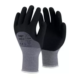 Kesztyű nylon, homokszemcsés nitrilhabba mártott, top sns-2, fekete/szürke