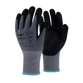 Kesztyű nylon, homokszemcsés nitrilhabba mártott, tenyér pontozással top sns-d, feket