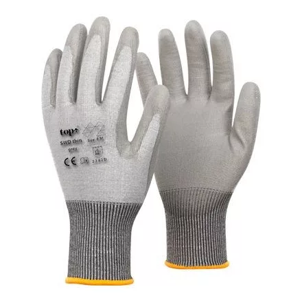 Kesztyű pu mártott polietilén acélszálakkal erősítve top swd thin, szürke