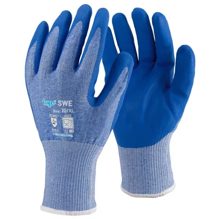 Top swe vágásbiztos védőkesztyű, nitril mikrohabos tenyér, kék
