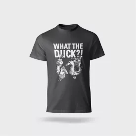Póló kereknyakú what the duck felirattal, 100% pamut 190g/m2, szürke