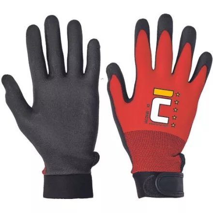 Jacdaw piros mártott nylon kesztyű