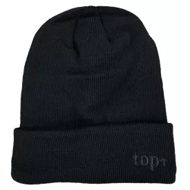 Top cap sapka - black fekete színben akril klasszikus kötött sapka