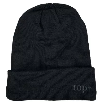 Top cap sapka - black fekete színben akril klasszikus kötött sapka