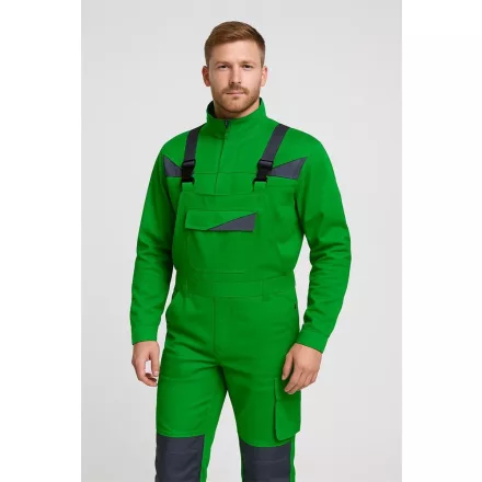 Munkaruha set top nova kabát és kantáros nadrág, zöld