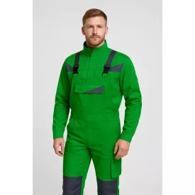 Munkaruha set top nova kabát és kantáros nadrág, fehér