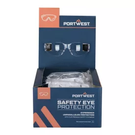   Portwest pw32 wrap védőszemüveg kiskereskedelmi bemutató dobozban (12 darab/doboz) - PM32