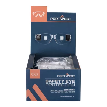 Portwest pw32 wrap védőszemüveg kiskereskedelmi bemutató dobozban (12 darab/doboz) - PM32