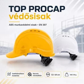   Védősisak top procap abs műanyag, szellőző, ajándék állvédős állszíjjal, fehér - TOP_PROCAP-W