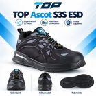 Védőfélcipő TOP ASCOT S3 ESD, alumínium orrmerevítő, kevlár talplemez