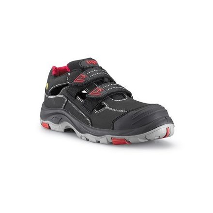 Védőszandál O1 ESD SRC PU/gumi talp TOP BROOKLYN SANDAL, fekete/piros
