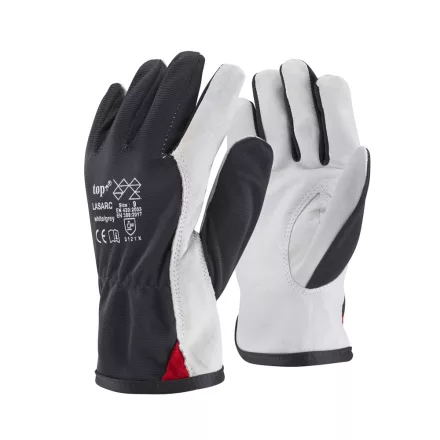 Védőkesztyű báránybőr szatén kézhát TOP LASARC, fekete/fehér