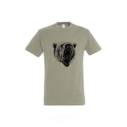 Póló (medve mintával) kereknyakú (100%pamut 190gr/m2) TOP, khaki