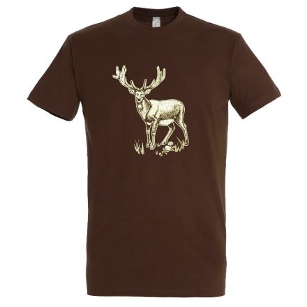 Póló (szarvas mintával) kereknyakú (100%pamut 190gr/m2) TOP, kávé